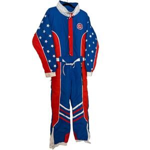 Tipsy Elves USA Stars Stripes Ski Snow Suit Red White Blue Men’s Size Large
